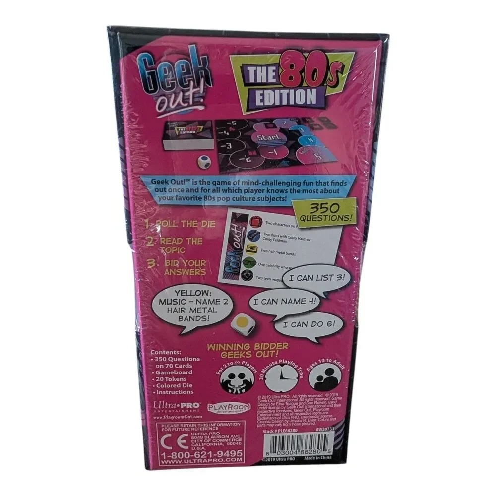 Geek Out! 80s Edition Party Game Trivia Board Game for Pop Culture Fans New